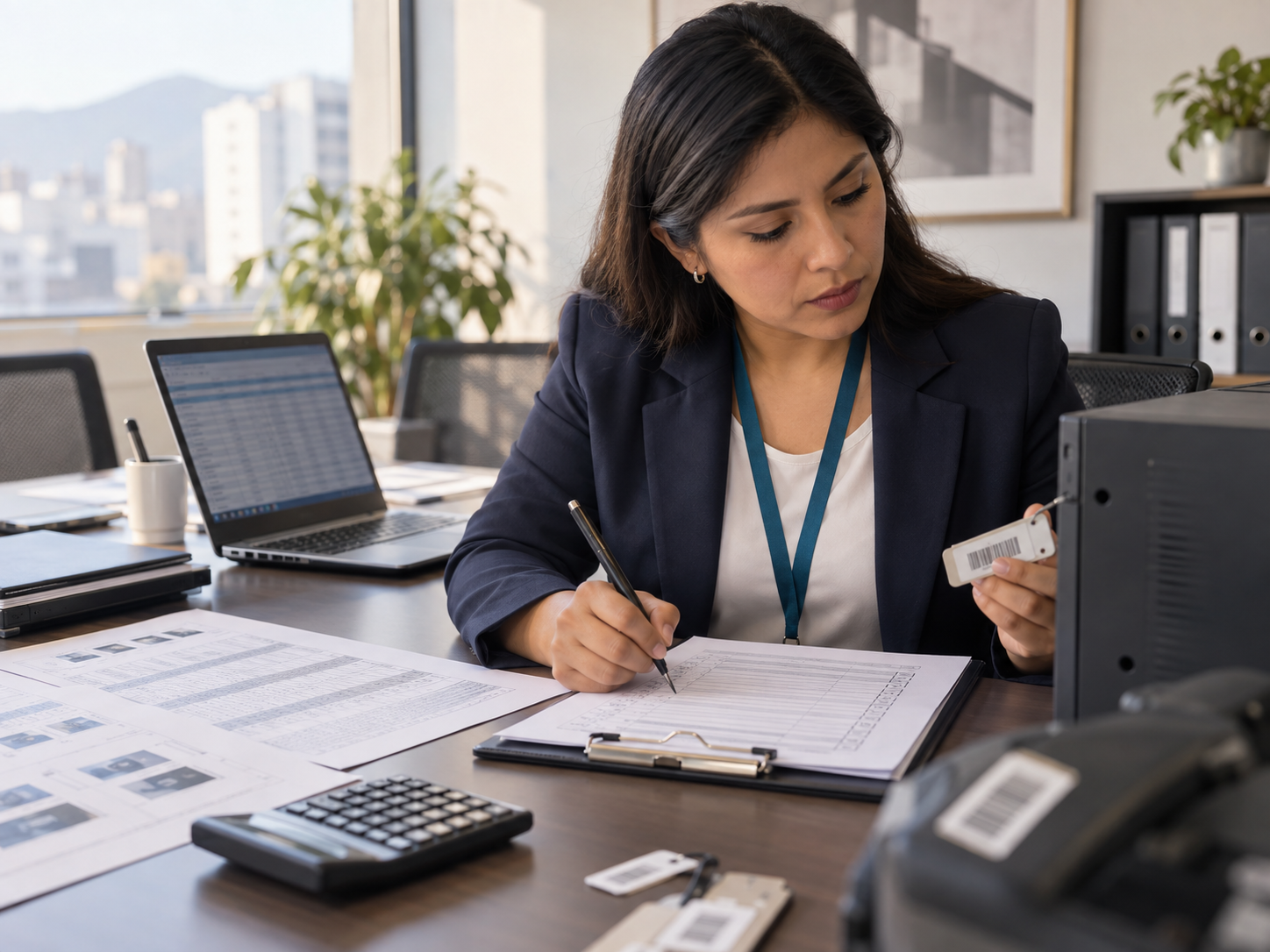 Profesional conciliando registros contables con activos físicos